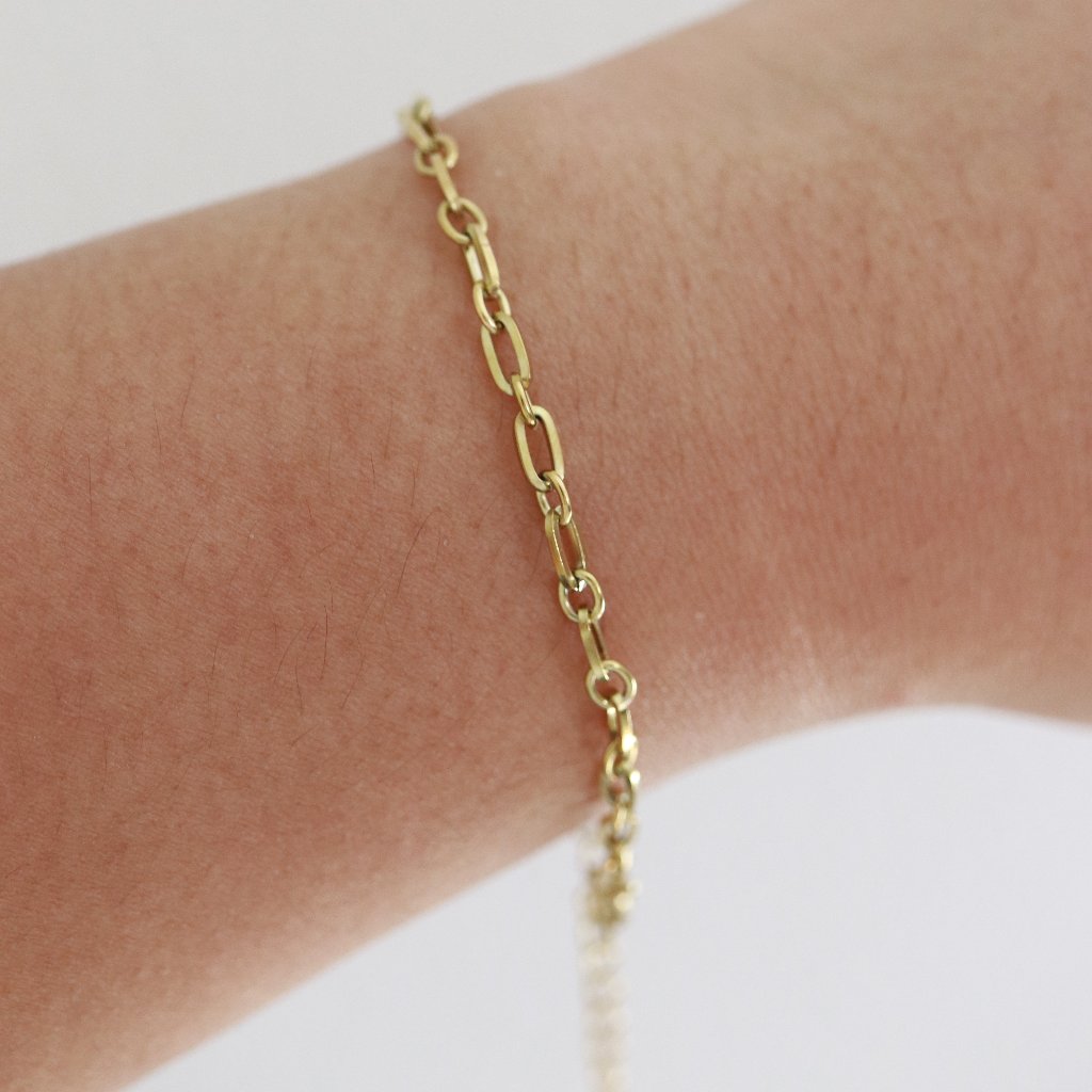 3mm Link Chain Style Gold Plated Stainless Steel Bracelet Adjustable
